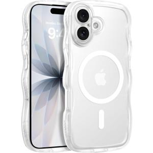BENTOBEN Magnetic for iPhone 17 Case, Cute Wavy Full Camera Protection [Compatible with MagSafe] Translucent Matte Anti-Slip Bumper Women Girls Boys Protective Cover for 17 6.3", Clear White