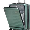 TydeCkare 20 Inch Carry On Luggage with Front Pocket, 21.65 * 15.35 * 7.87" Suitable for Airplane Overhead Bin, 34L Lightweight PC+ABS Hardshell with YKK Zipper, TSA Lock Approved, Dark Green