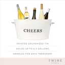 Twine Cheers Beverage Tub, Galvanized Tubs for Entertaining, Drink Buckets for Parties, Large Ice Tub and Gift Basket, Beer Buckets, Cream, 6.3 Gallons Set of 1