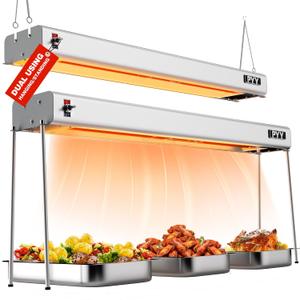 PYY Food Heat Lamp - 35 Inch 86-176F/30-80C Aluminum Overhead & Hanging Food Warmer Lamp Strip Food Warming Lamp Heater Electric Commercial Food Heat Lamp for Catering Kitchen Restaurant Buffet 750W (Silver)