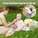 Silicone Travel Bottle Sterilizer Bags | 2000ml Microwave Steam Sterilizer Bags for Baby Bottles, Breast Pump & Pacifiers, Reusable Steam Sterilizing Bags for Travel and Home Use (Clear Milk White)