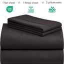 LuxClub 6 PC Queen Sheet Set, Breathable Luxury Bed Sheets, Deep Pockets 18" Wrinkle Free Cooling Sheets Machine Washable Hotel Bedding Silky Soft - Black Queen