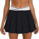 BMJL Womens Tennis Skirt Black Pleated Golf Mini Skorts Summer High Waisted Workout Athletic Shorts Pockets (M)