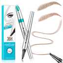 Microblading Eyebrow Pencil, Eyebrow Pen with an Upgrade Micro-Fork Tip Applicator, Waterproof Long-Lasting Microblading Eyebrow Pen, Brow Pen for Natural Looking Brows Makeup, Reddish Brown