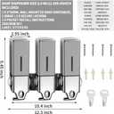 3 x 500ml per Cup Wall Mounted Manual Soap Dispenser for Home, Bath, Kitchen, Hotels, Restaurants. Shower and Lotion (Grey), 