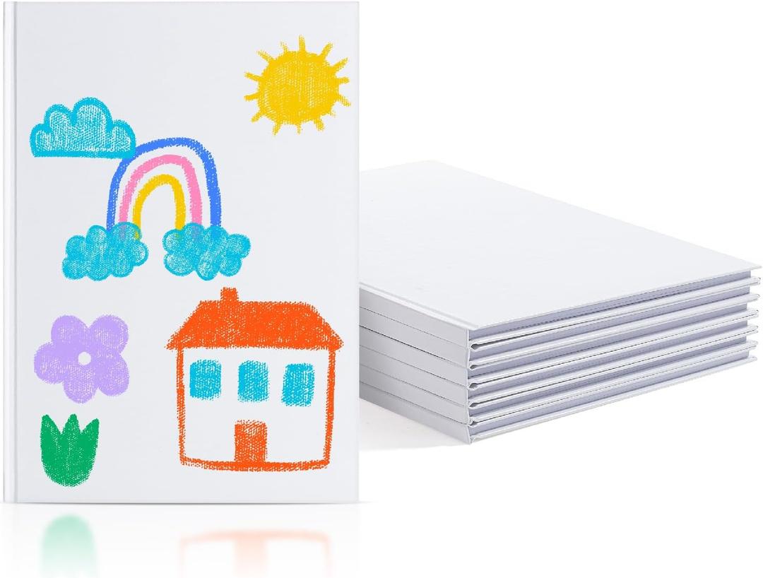 Mr. Pen- Blank Hardcover Books for Kids, 7" x 10", 6 Pack, 40 Sheets/Pack, White Blank Books for Kids to Write Stories