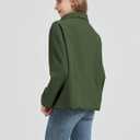 Women's Soft Polar Fleece Jacket Lightweight Long Sleeve Horn Button Warm Shacket Coat Comfortable Outerwear (Green, L)