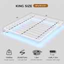 Floating Bed Frame King Size with 4-Side Underbed RGB LED Lights & Charging Station, Modern Metal Platform Bed No Box Spring Needed, 10in Comfort Height, 1000lbs Support for Bedroom