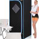 Portable Infrared Sauna for Home Spa | Full Size 1 Person Sauna | Full Size Far Infrared Sauna Tent | with Heating Foot Pad, Portable Chair, (L29.1 x W29.1 x H66.5, Black) (1 Person Infrared Sauna)