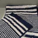 Tindbea Bathroom Rugs Set 2 Piece, Extra Soft and Absorbent Fluffy Striped Chenille Bath Mat Rug Set, Non Slip Bathroom Floor Mat, Machine Washable (20" x 32" Plus 16" x 24", Navy Blue)