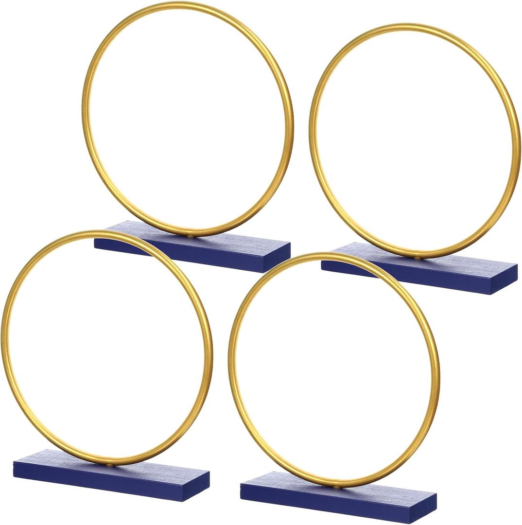 Leinuosen 2 Set Blue Gold Ring Party Decorations, Wooden Cartoon Gold Ring Table Centerpieces for Cartoon Video Game Party Birthday Decor