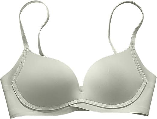 Honey Love Womens Soft Comfortable No Underwire Bras V Neck Seamless Push Up Bralettes Full Coverage Tshirt Brassiere M