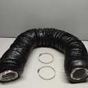 Hon&Guan 3" x 8FT Insulated Duct with Aluminum Foil, Flexible Dryer Vent Hose for HVAC Ventilation and Duct Fan Systems, 2 Clamps Include (Black)