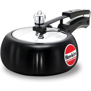 Hawkins 2 Litre Contura Black Pressure Cooker, Hard Anodised Inner Lid Cooker, Handi Cooker, Small Cooker, Black (CB20) (2.1 Quarts)