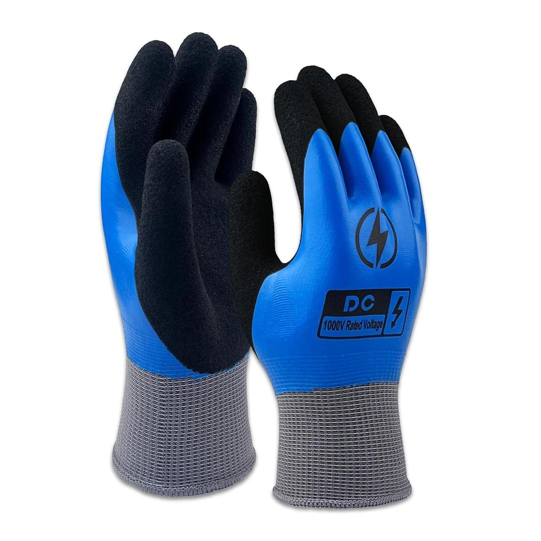 DongChu Insulated Electrician Gloves 1000V,ASTM D120 Certified High Voltage Resistant Flame Retardant Work Gloves, Electrical Rubber Non-slip Prevent Shock,Large (Blue, M)
