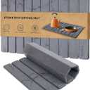 Stone Dish Drying Mat for Kitchen Counter, 24 x 16 inches, Fast Drying Collapsible Dish Drying Mat, Eco-Friendly Absorbent Diatomaceous Earth Mats for Dishes Bottles Cups (Dark Gray)