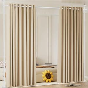 Room Divider Curtain Rod, No Drilling Tension Rod for Room Separation, 4-10ft(H) 28-70inch(W) Adjustable Heavy Duty Floor to Ceiling Portable Hanging Wall Divider for Space Partitions, White (White)