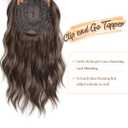 PANEWAY Hair Topper 16Inch Hair Toppers For Women Wavy Curly Brown Highlights Clip In Synthetic Wiglets for Women