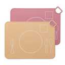 Silicone Baby Placemat, Kids Placemats for Dining Table, Montessori Place Mat, Waterproof Table Mat for Toddler, Set of 2 (Beige+Powder)