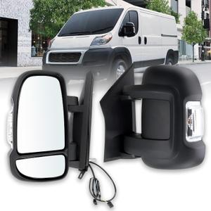 Left Driver Side Mirror Compatible with 2014-2026 Ram Promaster 1500/2500/3500 with Temperature Sensor turn signal light manual folding Without Power glass Replace#CH1320417 5VE99JXWAB(2+2Pins)