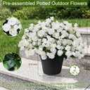 Tobilu Set of 2 Artificial Potted Roses Flowers for Outdoor - White