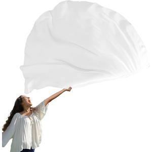 Wuchieal 55" 1 Piece Praise flag with Scalable pole, worship flag Semicircle Worship Angel Wing Flags for Church Dance Banner, Color Guard flags for Teenager -0# White