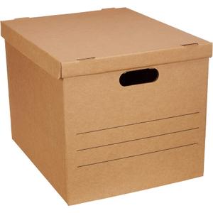 Amazon Basics Moving and Storage Boxes with Handles and Lift-Off Lids, Medium, 19" x 14.5" x 15.5", Brown, 10-Pack