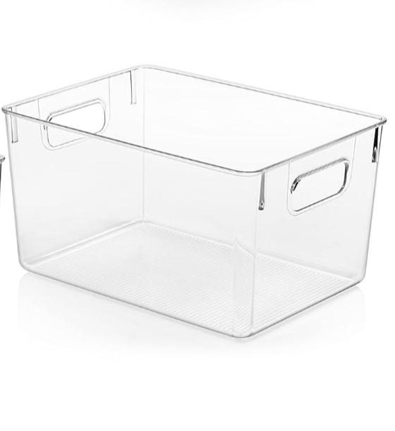 ClearSpace Clear Plastic Storage Bins – Pantry Organizers & Storage Containers, Cabinet Organizer - Home Organization Must Haves for Kitchen, Laundry Room, Office, Closet, Garage & Freezer, 12×8