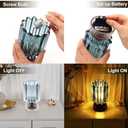 Battery Operated Lamp with Auto-Off Timer, Cordless Table Night Light for Bedroom & Entryway, Portable LED Lamp for Home, Outdoor, Camping No Battery Included (Glass Design-Smoke Blue)