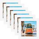 4x4 White Picture Frames Square Classic Natural Wood 6 Pack for Wall Mounting and Tabletop Display