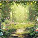 ZTHMOE Fabric 8x6ft Enchanted Forest Photography Backdrop Fairy Garden Background Kids Girl Magic Wonderland Party Decoration Spring Photo Booth Props