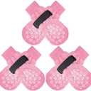 EXPAWLORER 6PCS Anti-Slip Dog Socks to Prevent Licking Paws,Dog Shoes for Hot Pavement,Best Paw Protector Traction Control on Hardwood Floor,Dog Booties for Puppy Small Medium Large Senior Dogs (Pink), Size 2XS