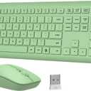 Wireless Keyboard and Mouse Combo, Full-Size Silent Ergonomic Keyboard and Optical Mouse, Long Battery Life, 2.4G Lag-Free Mice Keyboard for Computer,Mac,Laptop,PC,Windows(Avocado Green)