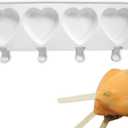 1 Pack Cute Heart Shape Popsicle Molds Silicone Ice Pop Molds 4 Cavities Popsicle Molds for Kids Adults Ice Cream Mold Cakesicles Mould DIY Popsicle Maker Homemade Popsicle Silicone Molds D