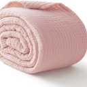 100% Cotton Muslin Blanket Twin 66" x 90", 6 Layers Breathable and Lightweight Cotton Blankets for Couch, Soft Cooling Summer Gauze Blanket for Adults All Season, Dusty Rose
