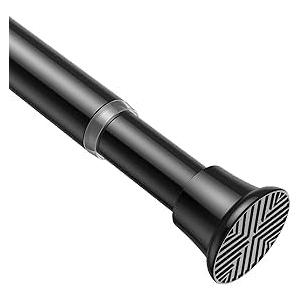 Black Spring Tension Curtain Rods 30-76 Inch,Adjustable Expandable Spring Loaded Curtain Rods No Drilling Suitable for Doors, Windows, Closet