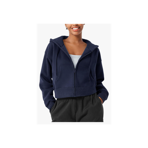 YEOREO Zip Up Hoodies for Women Fleece Pullover Cropped Crew Neck Sweatshirts Katrine Fall Winter Clothes with Pockets D, S
