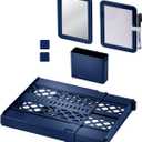 LockerMate Adjust-A-Shelf 6-Piece Locker Accessories Set, Extends to Fit Your Locker, Includes Storage Drawer, Mirror, Whiteboard, Storage Cup, Navy, Blue (50924KIT-NVY)