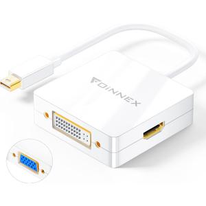 Mini DisplayPort to HDMI DVI VGA Adapter, 4K Microsoft Surface Video Display Converter, Mini DP to HDMI VGA DVI Adaptor for MacBook Pro, Surface Book (White)