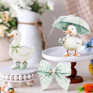 Youyole 3 Pcs Silly Goose Baby Shower Table Centerpiece One Silly Goose Wood Green Gender Reveal Decor Funny Gifts with Bow Birthday Party Favor Desk Tiered Tray Decor for Boy Girl 5.9/5.5/3.9"
