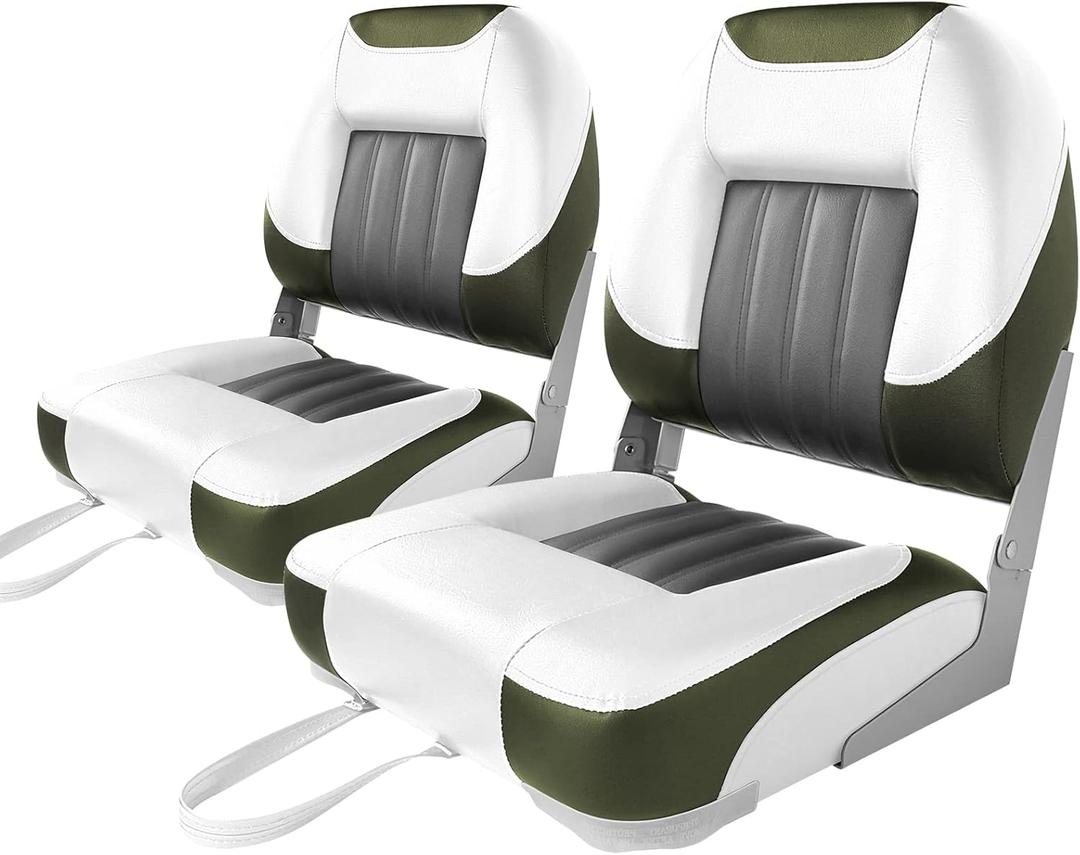 XGEAR Deluxe Low/High Back Boat Seat, Fold-Down Fishing Boat Seat