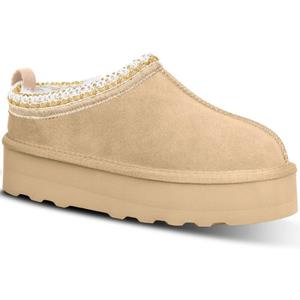 INPAKSA Women's Slippers Platform Mini Boots Short Ankle Boot Fur Fleece Lined Sneakers House slippers Anti-Slip Boot For Outdoor (7, Beige)