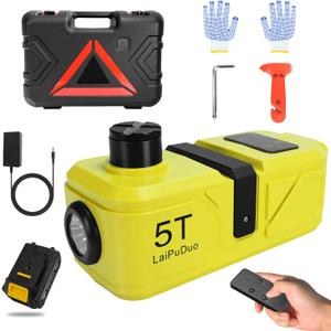 Cordless Electric Car Jack for Dewalt 20v Battery, 5 Ton Hydraulic Jack with LED Light(Lifting Range: 6.1"~17.7"), 3000mah Battery Portable Car Jacks for SUV Sedans Change Tires Garage Repair