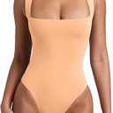 REORIA Butsmooth Womens Sexy Sleeveless Square Neck Double Lined Basic Bodysuit Tank Tops XS