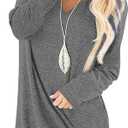 Jescakoo Tunic Tops to Wear with Leggings Long Sleeve V Neck T Shirts Casual Loose Fit
 SIZE XL ( Grey )