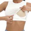 V VOCNI Nursing Tank Tops for Breastfeeding Crew Neck Sleeveless Maternity Tank Tops Sports Bras Workout Pregnancy Crop Tops XXL