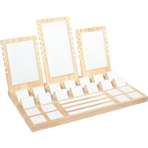 Wooden Jewelry Display Stand Set Pendant Necklace Display Holder Ring Earrings Bracelet Tabletop Storage Organizer Stand Set Combination for Show (White)