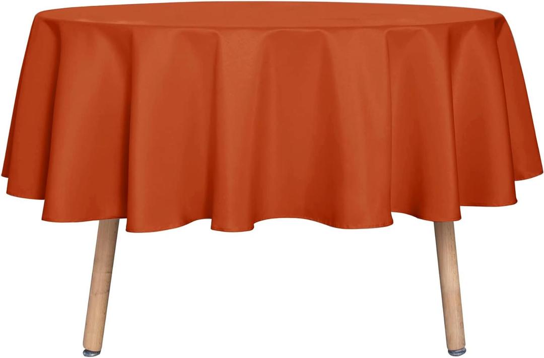 sancua Round Tablecloth - 60 Inch - Water Resistant Spill Proof Washable Polyester Table Cloth Thanksgiving Decorative Fabric Table Cover for Dining Tables, Buffet Parties and Camping, Rust