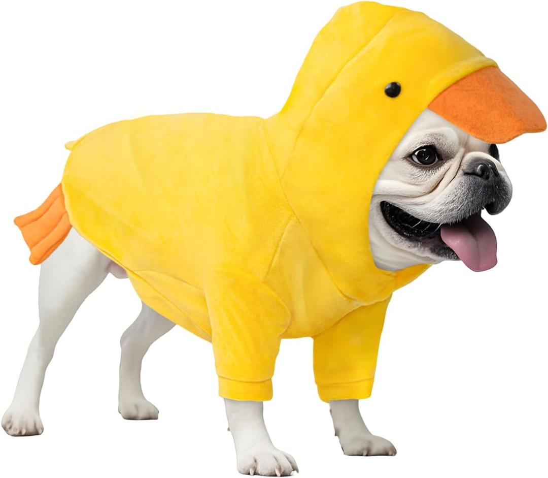DELIFUR Dog Halloween Duck Costume - Adorable Dog Hoodies for Small Medium Pet Cute Animal Clothes Cosplay Sweatshirt Yellow (Duck, Medium)