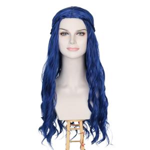 Miss U Hair Long Wavy Dark Blue Wig for Women Middle Party Mermaid Wig Halloween Cosplay